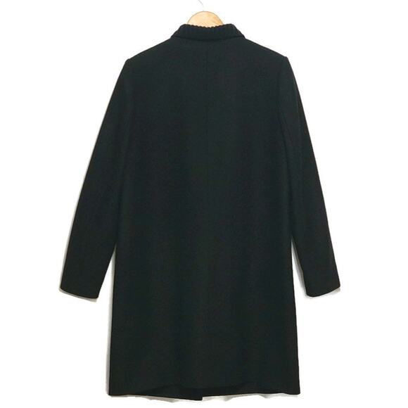 Theory Wool Cashmere Shawl Collar Single Breasted Mid Length Black Coat Size L - Picture 10 of 16